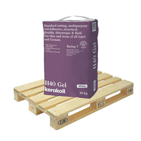 Half pallet of Kerakoll H40 Gel Tile Adhesive, Standard Set, White