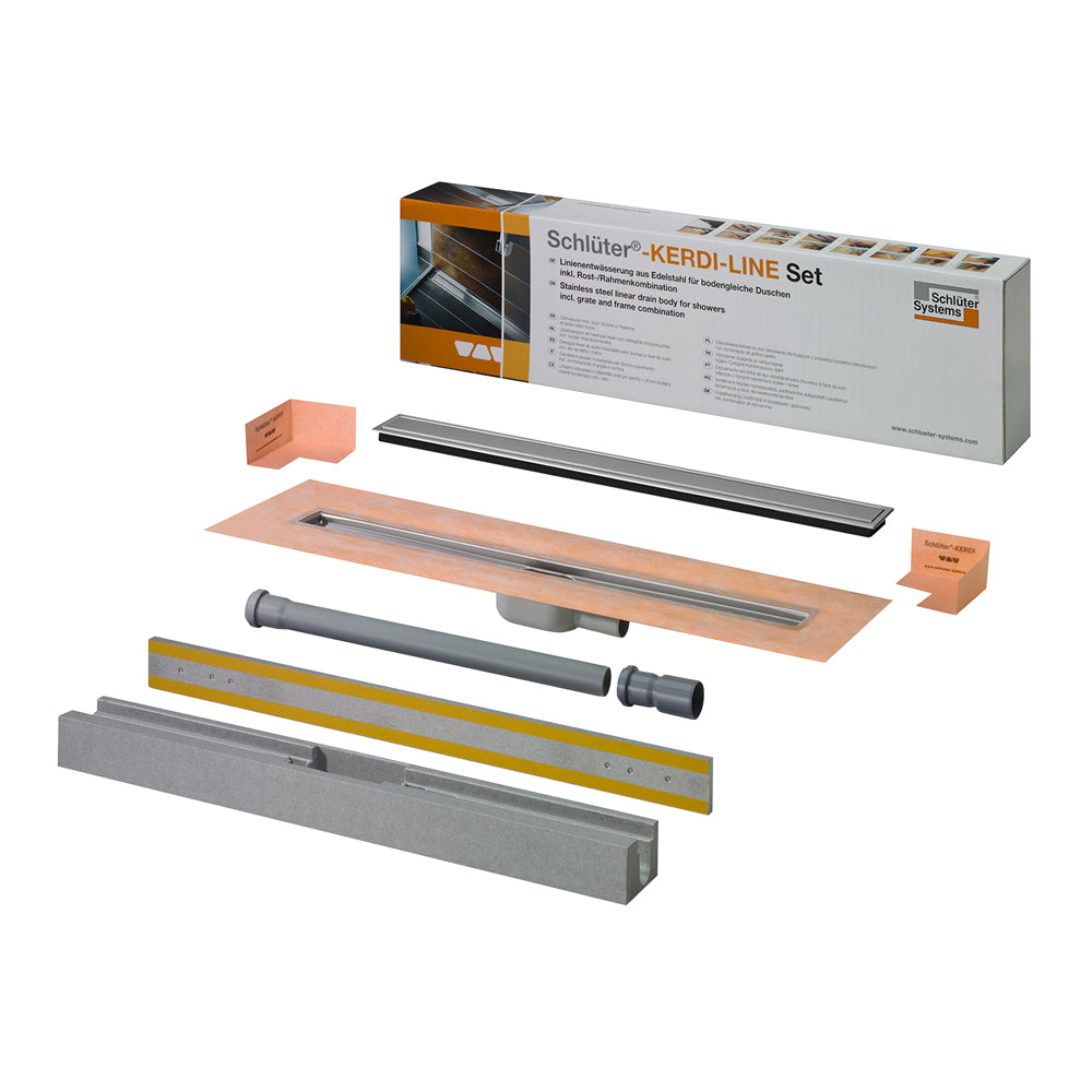 Components of Schluter KERDI LINE A Set - Linear Floor Drainage Ki