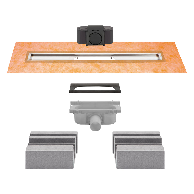 Components of Schluter KERDI LINE G3 Linear Drain Central Outlet
