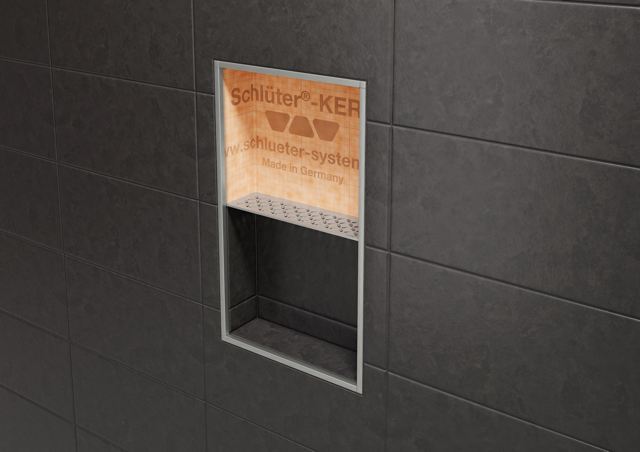 Schluter SHELF-N-S1-EB Shower Niche Shelf - FLORAL, Brushed Stainless Steel, 300x87mm