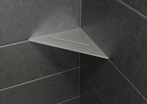 Schluter SHELF-E-S1-EB Triangular Corner - PURE, Brushed Stainless Steel, 210x210mm