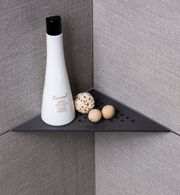 Schluter SHELF-E-S1 Triangular Corner - SQUARE Design, Coated Aluminium, 210x210mm