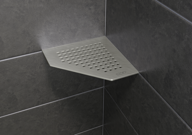 Schluter SHELF-E-S2 Pentagon Shelf - SQUARE Design, Brushed Stainless Steel, 195x195mm