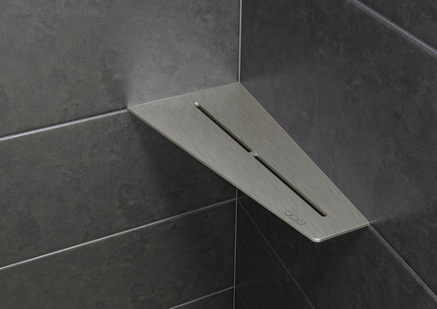 Schluter SHELF-E-S3-EB Wall Corner Shelf - PURE, Brushed Stainless Steel, 295x154mm