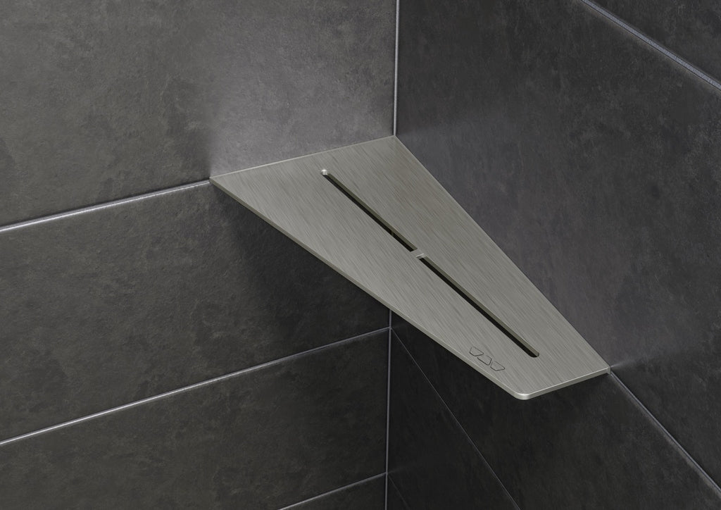 Schluter SHELF-E-S3 Wall Corner Shelf - PURE, Coated Aluminium, 295x154mm