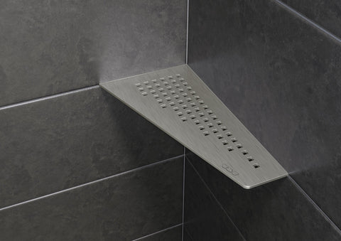 Schluter SHELF-E-S3-EB Wall Corner Shelf - SQUARE Design, Brushed Stainless Steel, 295x154mm