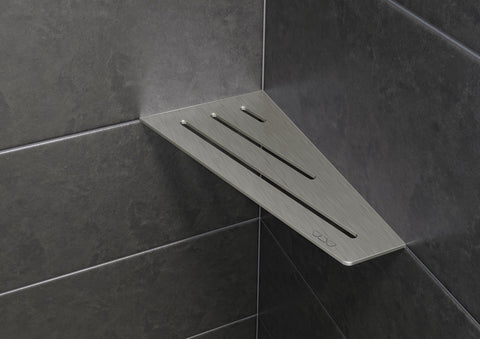 Schluter SHELF-E-S3-EB Wall Corner Shelf - WAVE Design, Brushed Stainless Steel, 295x154mm