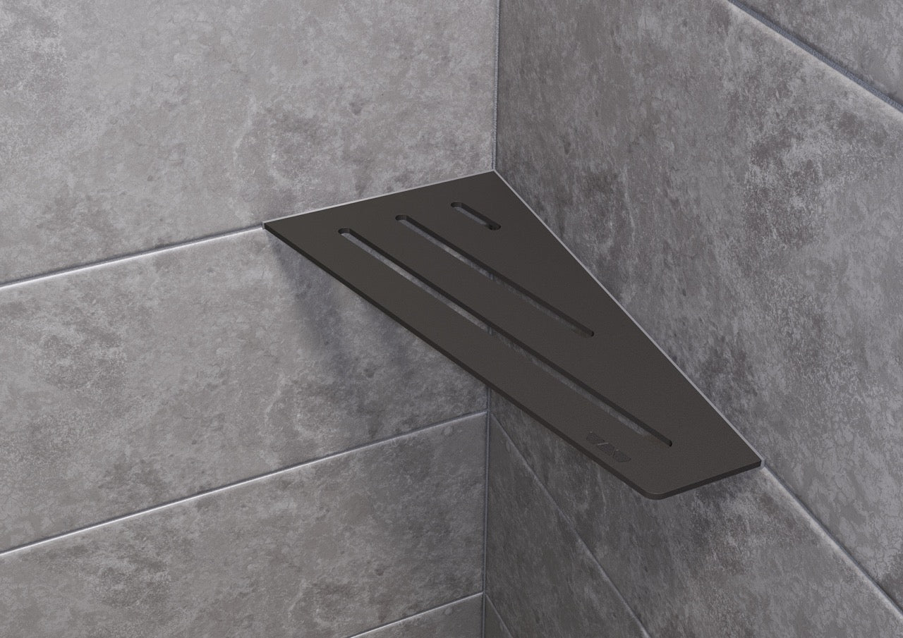 Schluter SHELF-E-S3 Wall Corner Shelf - WAVE, Coated Aluminium, 295x154mm
