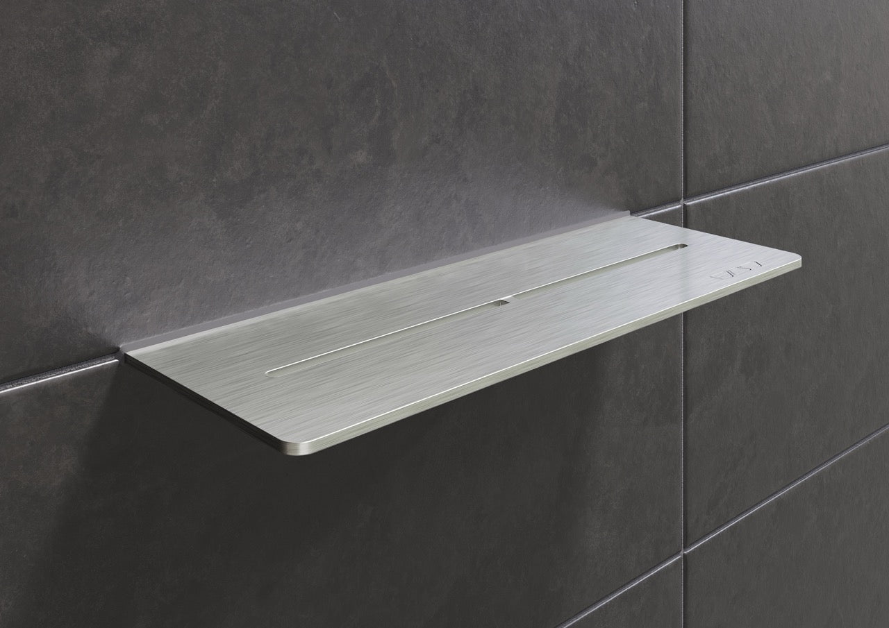 Schluter SHELF-W-S1-EB Shower Wall Floating Shelf - PURE, Brushed Stainless Steel, 300x115mm
