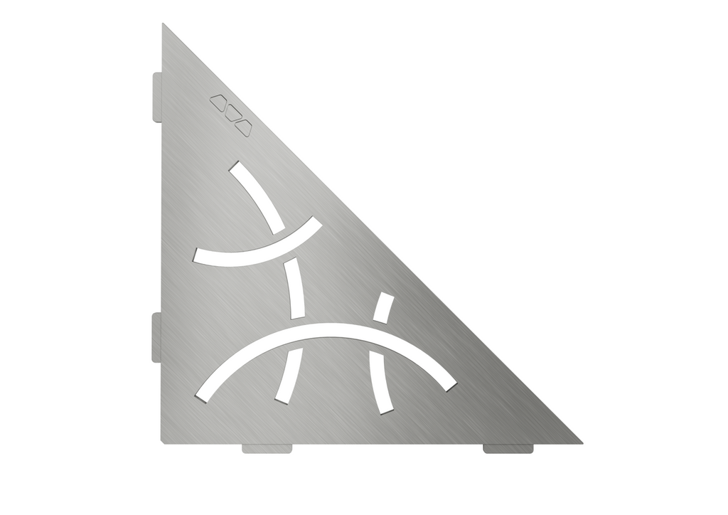 Schluter SHELF-E-S1-EB Triangular Corner - CURVE, Brushed Stainless Steel, 210x210mm