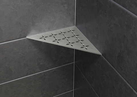Schluter SHELF-E-S1-EB Triangular Corner - FLORAL, Brushed Stainless Steel, 210x210mm