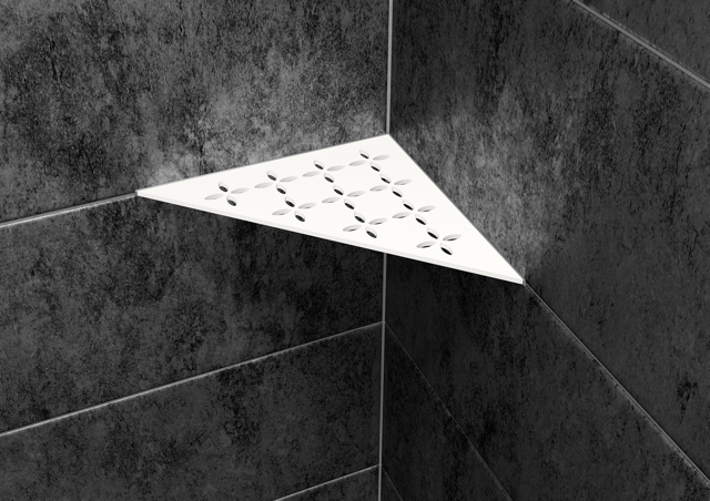 Schluter SHELF-E-S1-AC Triangular Corner - FLORAL, Coated Aluminium, 210x210mm