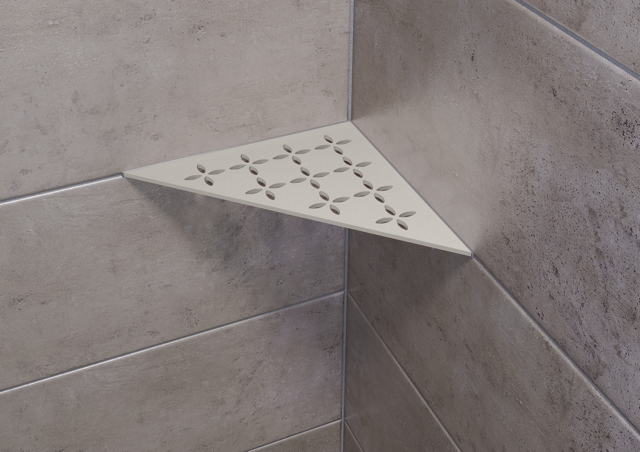 Schluter SHELF-E-S1-AC Triangular Corner - FLORAL, Coated Aluminium, 210x210mm