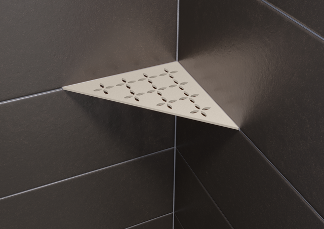 Schluter SHELF-E-S1-AC Triangular Corner - FLORAL, Coated Aluminium, 210x210mm