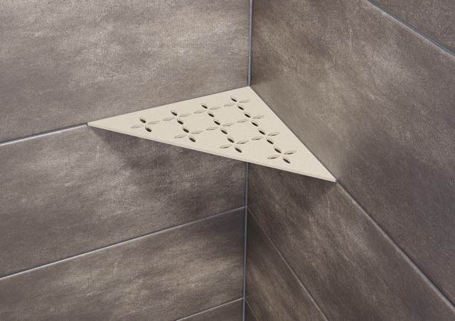 Schluter SHELF-E-S1-AC Triangular Corner - FLORAL, Coated Aluminium, 210x210mm