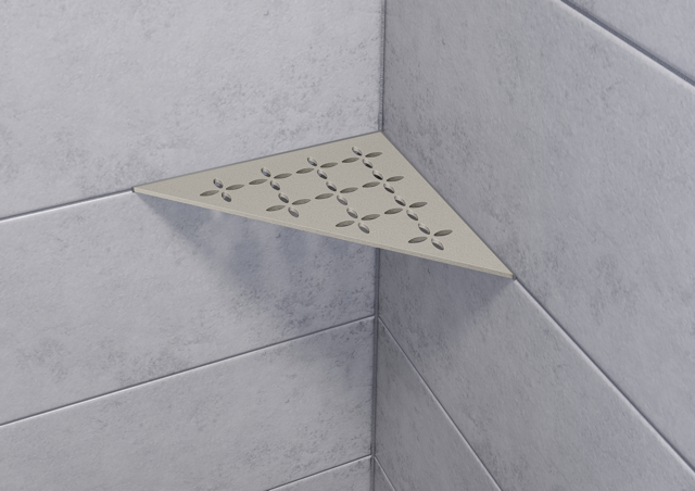 Schluter SHELF-E-S1-AC Triangular Corner - FLORAL, Coated Aluminium, 210x210mm