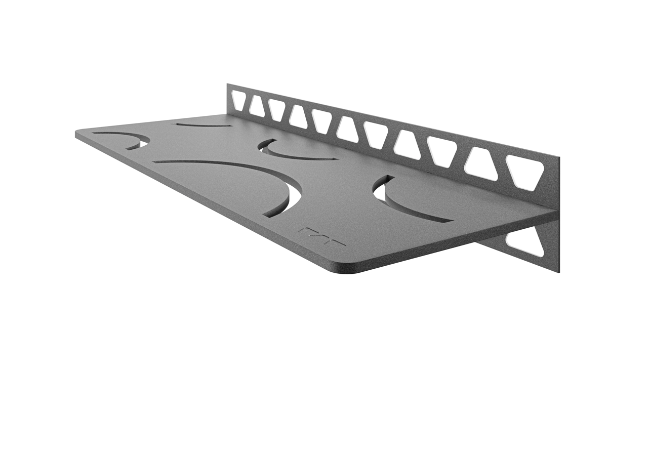 Schluter SHELF-W-S1 Shower Wall Floating Shelf - CURVE, Coated Aluminium, 300x115mm