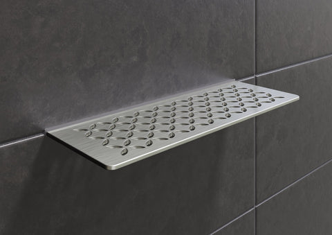 Schluter SHELF-W-S1-EB Shower Wall Floating Shelf - FLORAL, Brushed Stainless Steel, 300x115mm