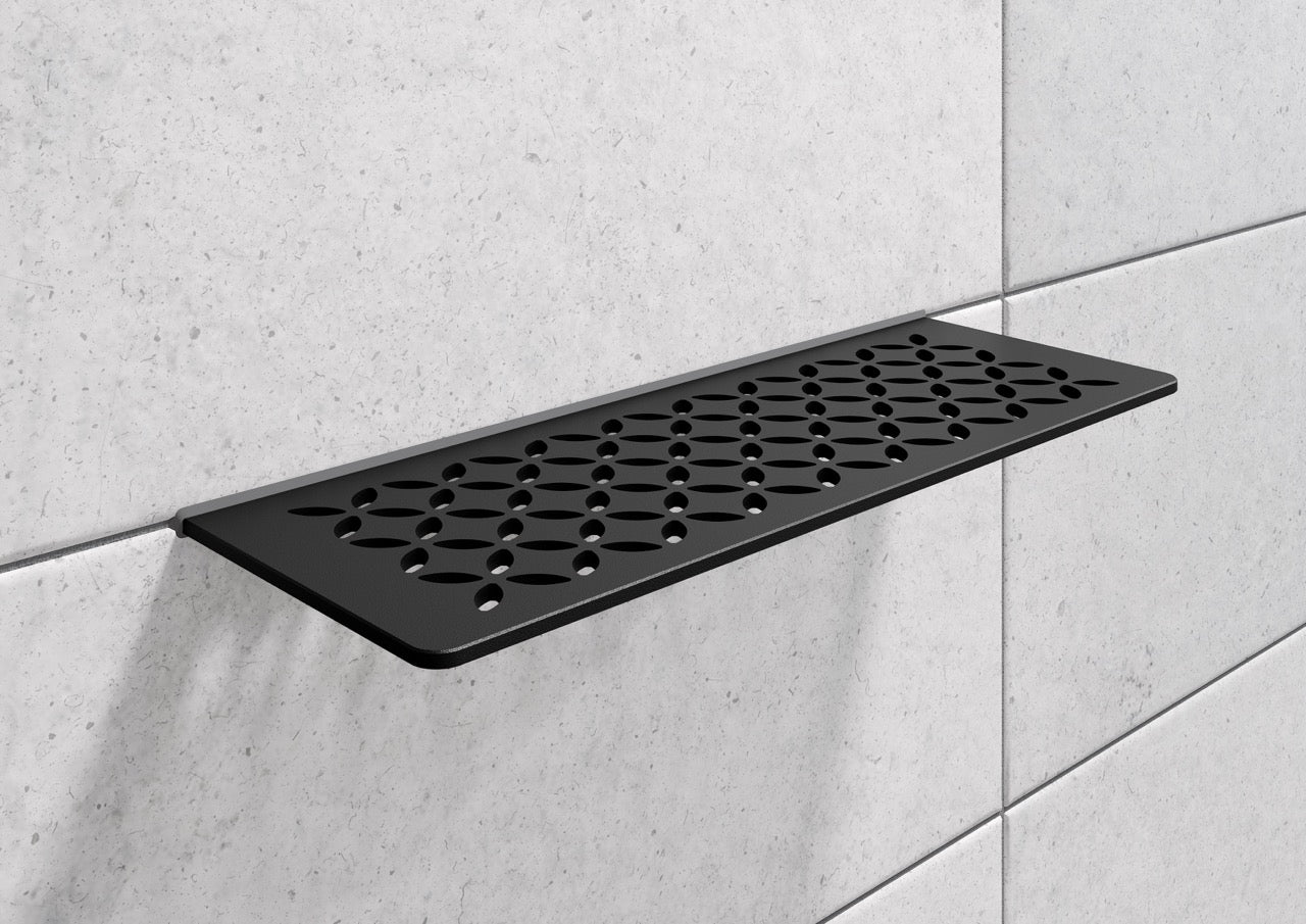 Schluter SHELF-W-S1 Shower Wall Floating Shelf - FLORAL, Coated Aluminium, 300x115mm