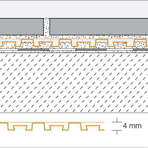 Diagram of Schluter Ditra Drain mat with tiles laid on top