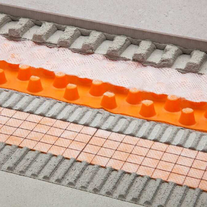 Schluter Ditra Drain mat layers