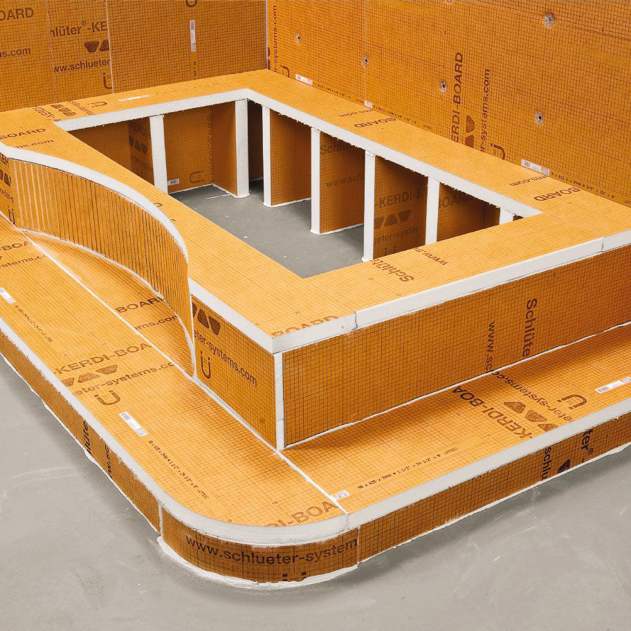 Schluter Kerdi Board Panels lining seating area